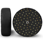 Black And Gold Snowflake Pattern Print Tire Cover With Camera Hole