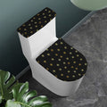 Black And Gold Snowflake Pattern Print Toilet Lid And Tank Cover Set