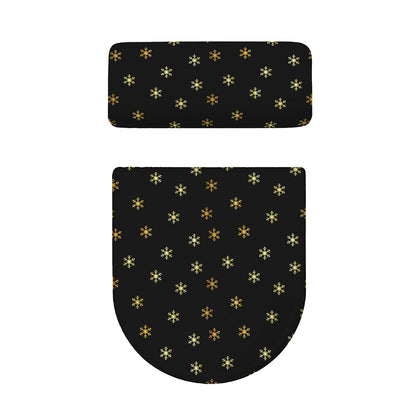 Black And Gold Snowflake Pattern Print Toilet Lid And Tank Cover Set