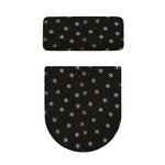 Black And Gold Snowflake Pattern Print Toilet Lid And Tank Cover Set