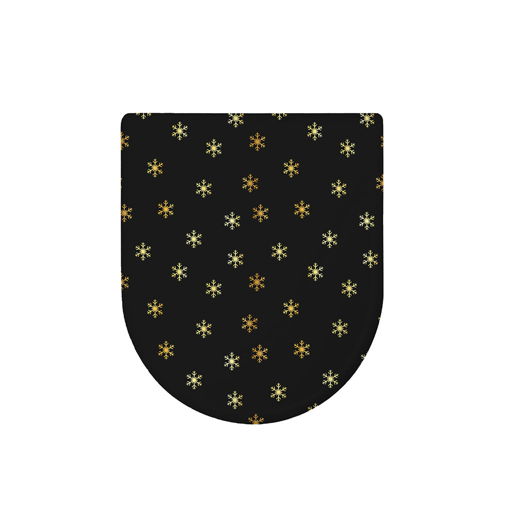 Black And Gold Snowflake Pattern Print Toilet Lid Cover
