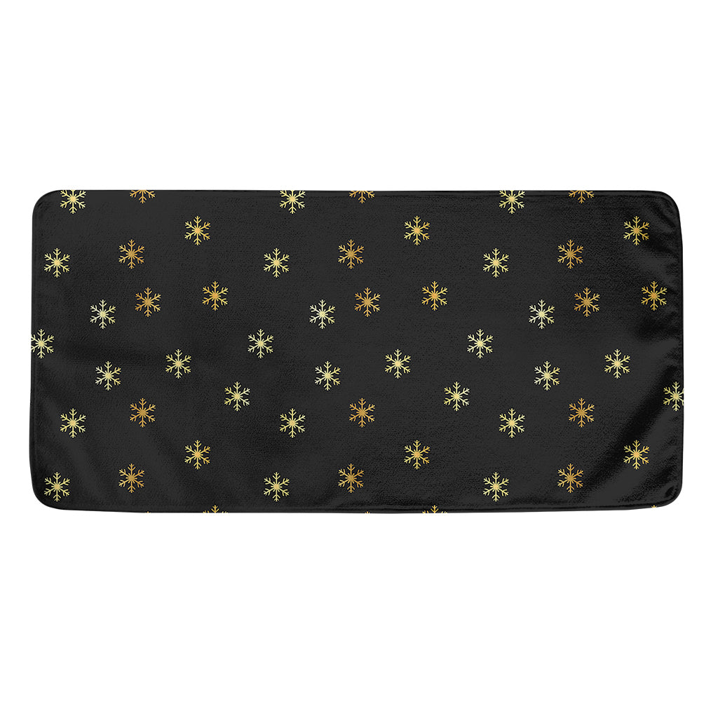 Black And Gold Snowflake Pattern Print Towel