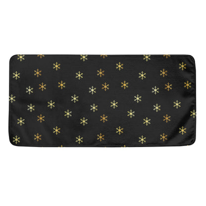 Black And Gold Snowflake Pattern Print Towel