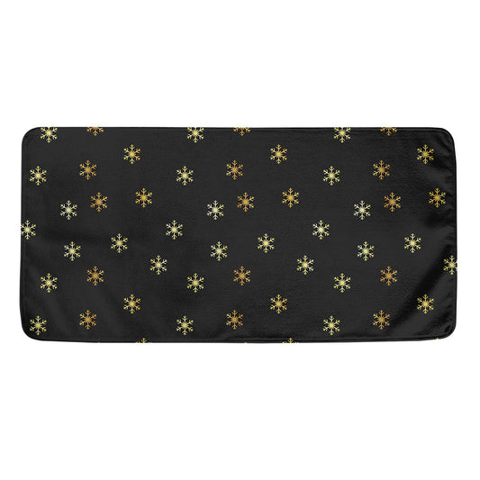 Black And Gold Snowflake Pattern Print Towel