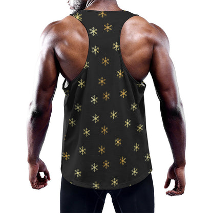 Black And Gold Snowflake Pattern Print Training Tank Top