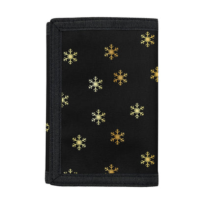 Black And Gold Snowflake Pattern Print Trifold Wallet