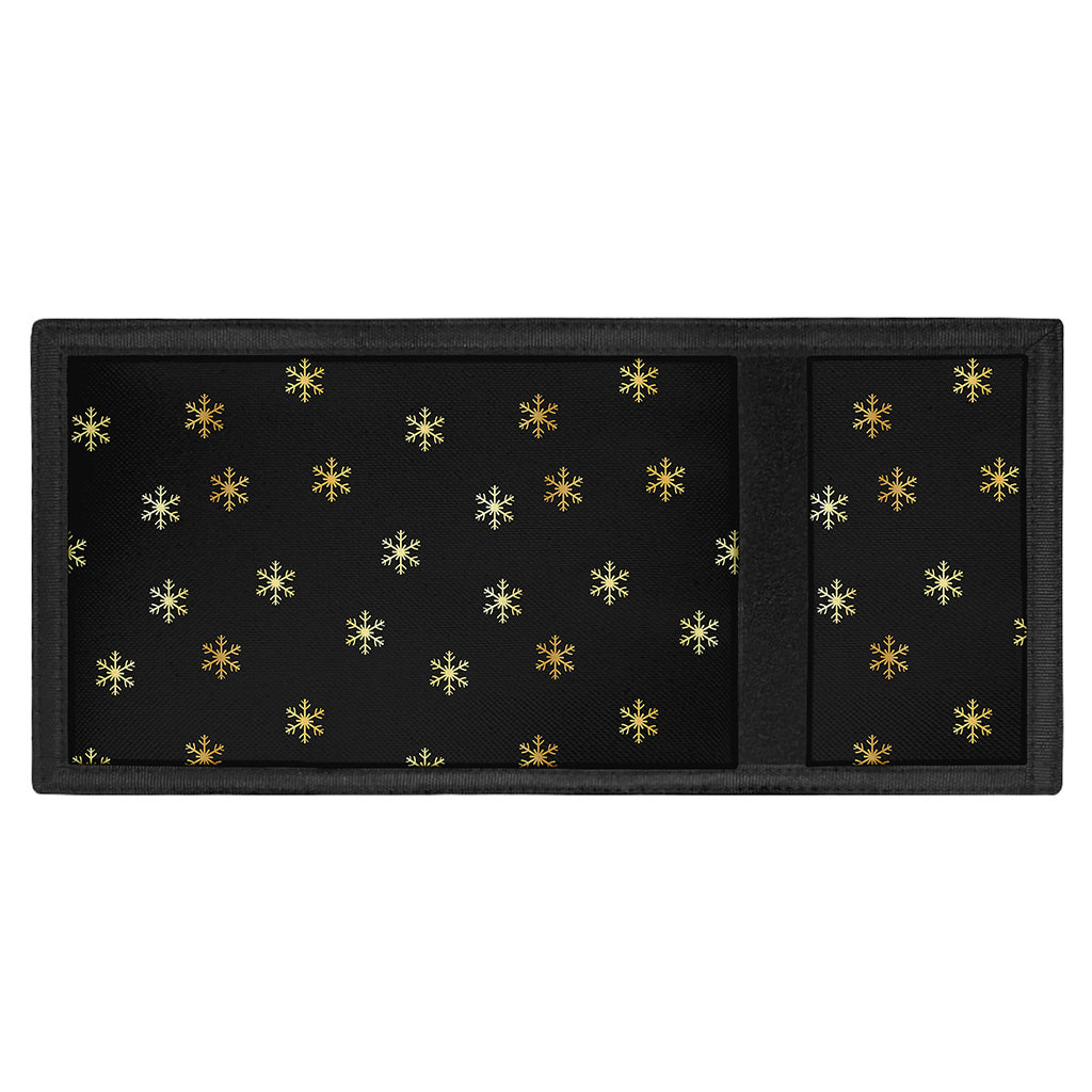 Black And Gold Snowflake Pattern Print Trifold Wallet
