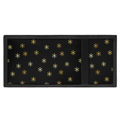 Black And Gold Snowflake Pattern Print Trifold Wallet