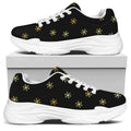 Black And Gold Snowflake Pattern Print White Chunky Shoes