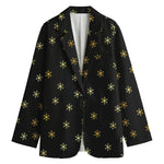 Black And Gold Snowflake Pattern Print Women's Blazer
