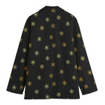 Black And Gold Snowflake Pattern Print Women's Blazer