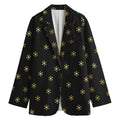 Black And Gold Snowflake Pattern Print Women's Cotton Blazer