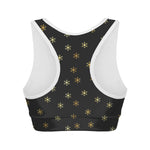 Black And Gold Snowflake Pattern Print Women's Sports Bra