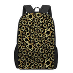 Black And Gold Star of David Print 17 Inch Backpack