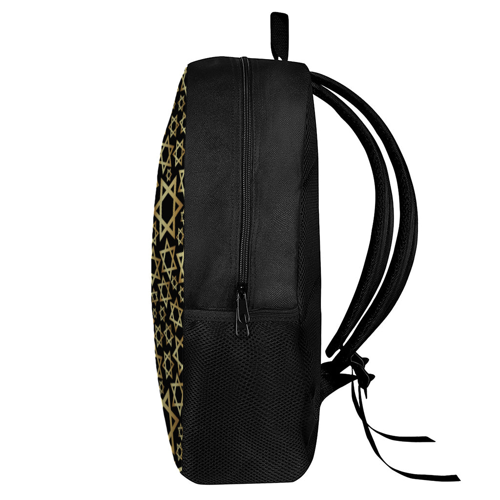 Black And Gold Star of David Print 17 Inch Backpack