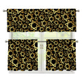 Black And Gold Star of David Print 3 Piece Kitchen Curtains