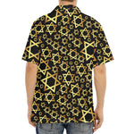 Black And Gold Star of David Print Aloha Shirt