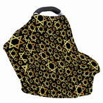 Black And Gold Star of David Print Baby Seat Cover