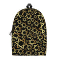 Black And Gold Star of David Print School Backpack