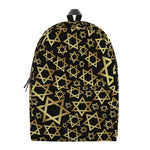 Black And Gold Star of David Print Backpack