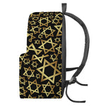 Black And Gold Star of David Print Backpack
