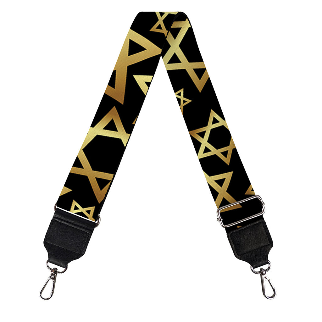 Black And Gold Star of David Print Bag Strap
