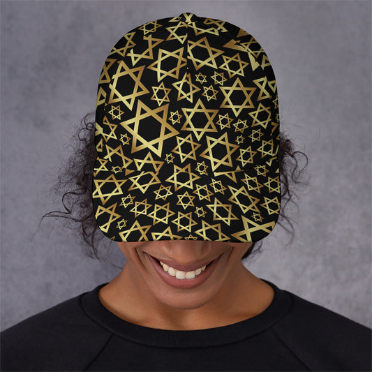 Black And Gold Star of David Print Baseball Cap