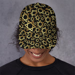 Black And Gold Star of David Print Baseball Cap