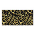 Black And Gold Star of David Print Beach Towel