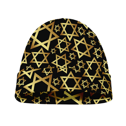 Black And Gold Star of David Print Beanie