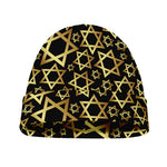 Black And Gold Star of David Print Beanie