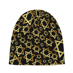 Black And Gold Star of David Print Beanie