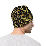 Black And Gold Star of David Print Beanie