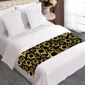 Black And Gold Star of David Print Bed Runner