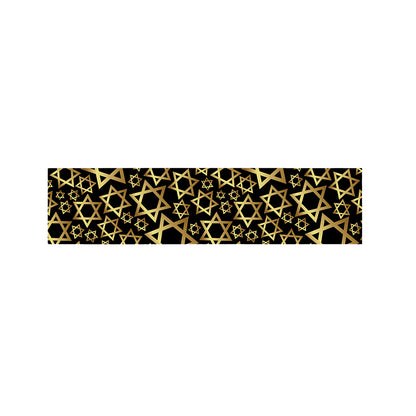 Black And Gold Star of David Print Bed Runner