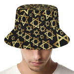 Black And Gold Star of David Print Bucket Hat