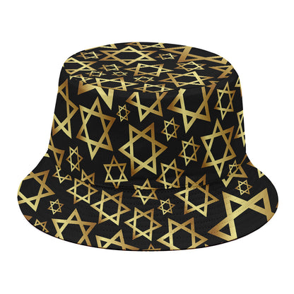 Black And Gold Star of David Print Bucket Hat