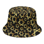 Black And Gold Star of David Print Bucket Hat