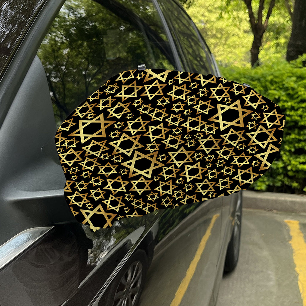 Black And Gold Star of David Print Car Side Mirror Covers