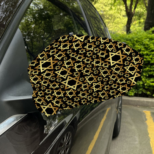 Black And Gold Star of David Print Car Side Mirror Covers