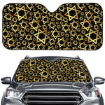 Black And Gold Star of David Print Car Windshield Sun Shade