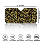 Black And Gold Star of David Print Car Windshield Sun Shade