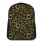 Black And Gold Star of David Print Casual Backpack