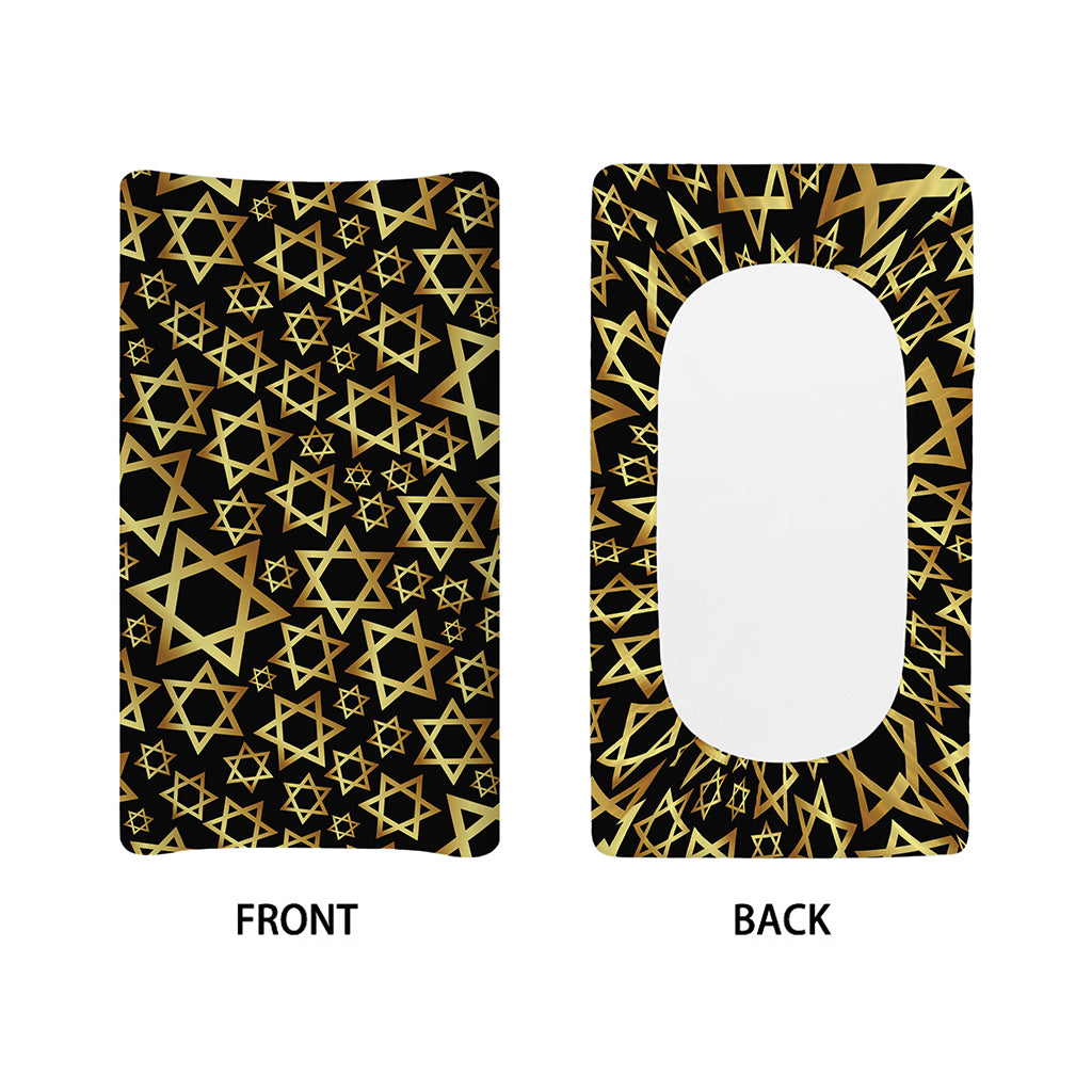 Black And Gold Star of David Print Changing Pad Cover