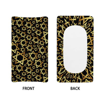 Black And Gold Star of David Print Changing Pad Cover