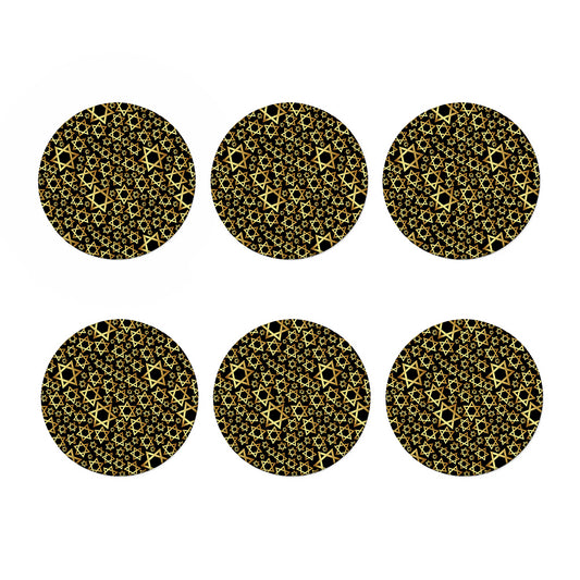 Black And Gold Star of David Print Coaster Set