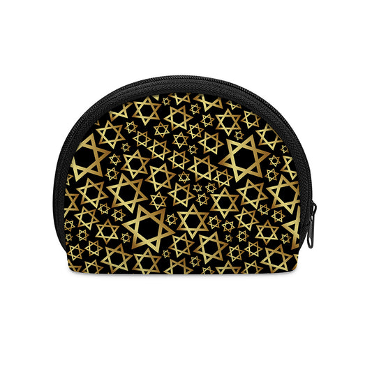 Black And Gold Star of David Print Coin Purse