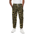 Black And Gold Star of David Print Cotton Pants