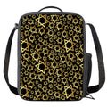 Black And Gold Star of David Print Crossbody Lunch Bag