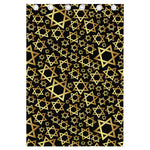Black And Gold Star of David Print Curtain
